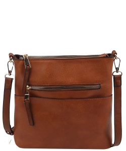 Fashion Zip Pocket Crossbody Bag LQF038 BROWN